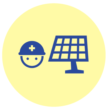 太陽光のパネルを設置するイラスト